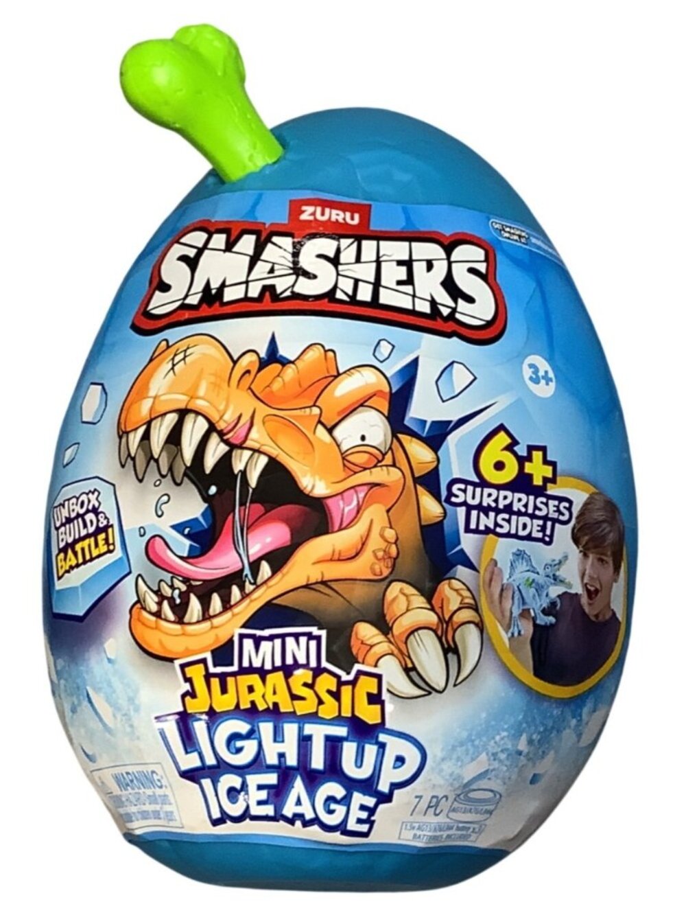 Zuru Smashers Mini Jurassic Light Up Ice Age Blue Egg Green Bone 6+ Surprises